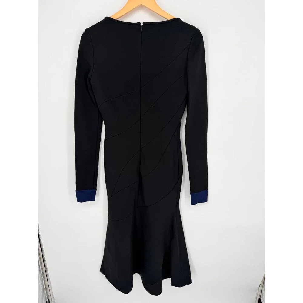 Victoria Beckham Lurex Midi Dress NWT Black Navy Flare Quiet Luxury US8